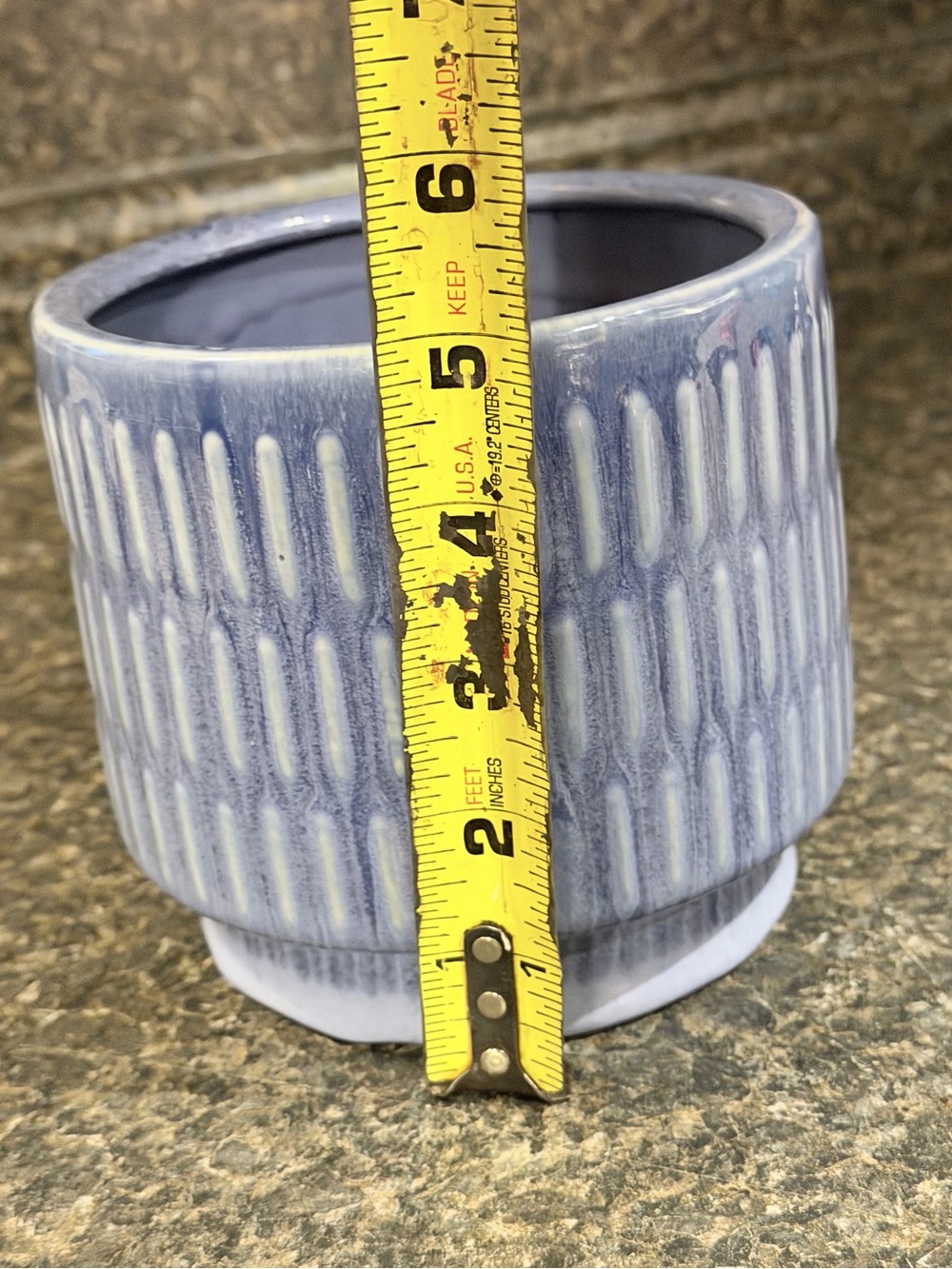 Textured Ceramic Planter in Light Blue - Picture 5 of 5